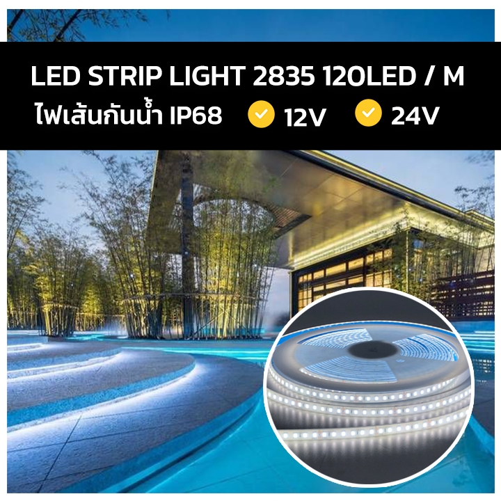 LED STRIP LIGHT 2835 ไฟเส้นกันน้ำ 12V 24V IP68 LED120/M