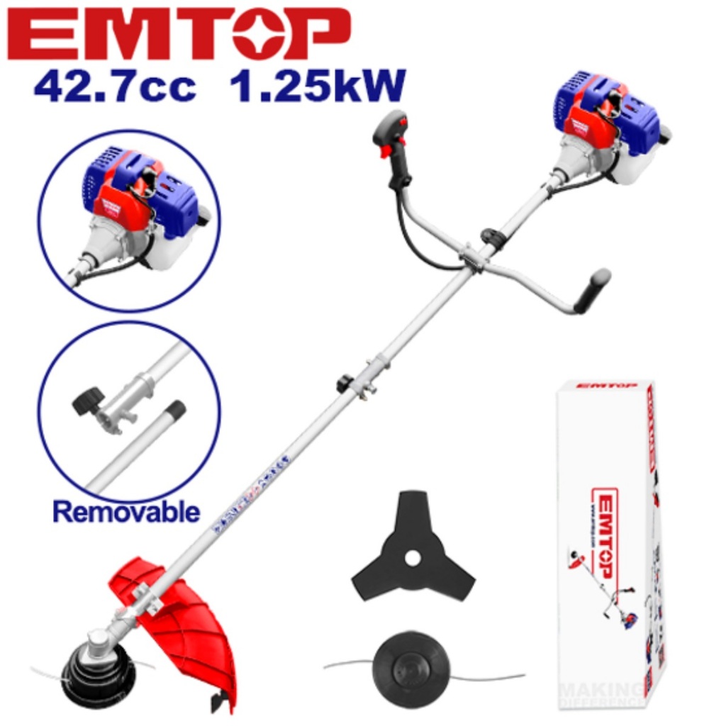 EMTOP เครื่องตัดหญ้าสะพายหลัง 2 แรงม้า รุ่น EGTC4321 ( Gasoline grass trimmer and bush cutter ) สุดค