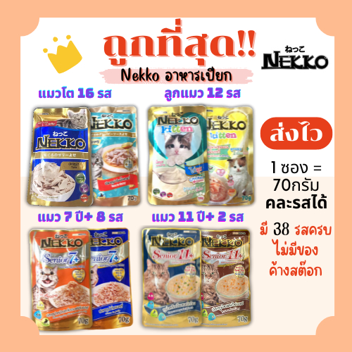 (ส่งฟรี+โค้ดไลฟ์40%)Nekko(เน็กโกะ)อาหารแมวเปียก😻ถูกที่สุด!! ส่งไว🏎️มีครบทุกรสชาติ สดใหม่ไม่มีค้างสต๊อก(คละรสได้)1Unit