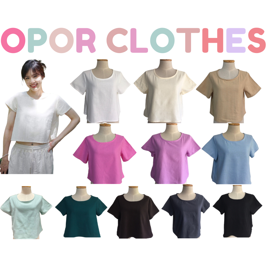 เสื้อครอปผ้าฝ้ายหลากสี-แขนสั้น OT005-V1