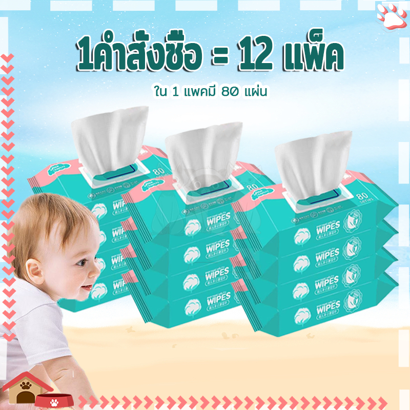 ทิชชู่เปียก 80 แผ่น ผ้านุ่มชุ่มชื่น ปลอดภัยสำหรับเด็ก เช็ดชู่เปียก ผ้านุ่มชุ่มชื่น (12แพ็ค) - รูปที่ 2
