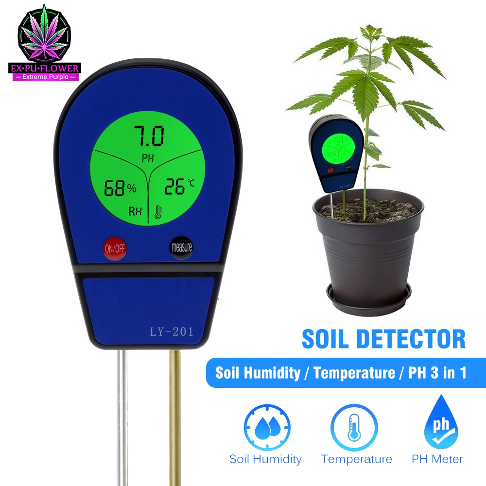 เครื่องวัดคุณภาพดิน เครื่องวัดค่า Soil PH meter ความชื้น อุณหภูมิ เครื่องวัดดิน ระบบดิจิตอล 3IN1