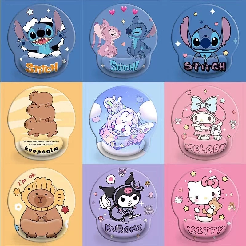 🔥พร้อมส่ง🔥 แผ่นรองเมาส์ซิลิโคน พร้อมซิลิโคนรองข้อมือ ลายการ์ตูนน่ารัก