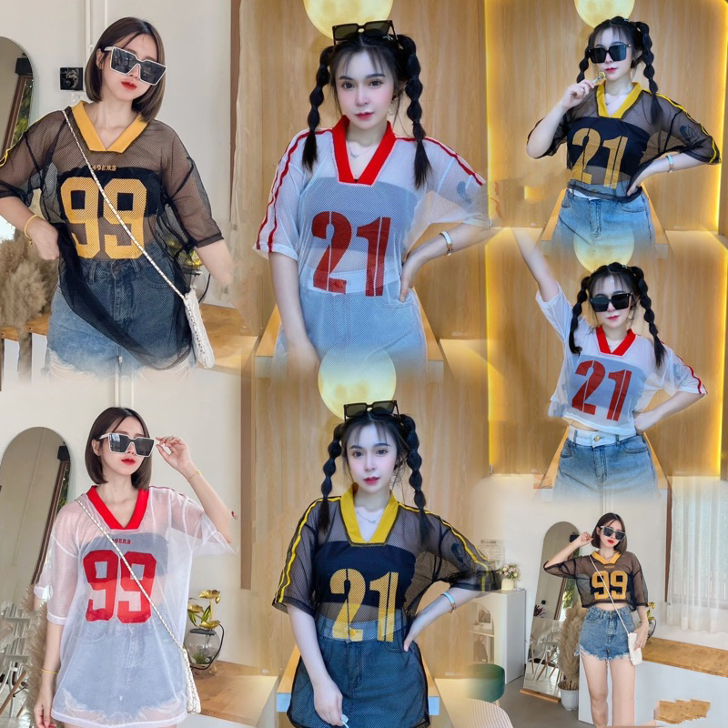 เสื้อตาข่ายสกรีนลาย 99 รุ่นนี้นะคะมีทั้งหมดสองสีใครชอบรุ่นนี้นะคะสาวไซด์ปกติสาวไซด์อวบใส่ได้เลยกดสั่งซื้อในตะกร้าได้เลคะ