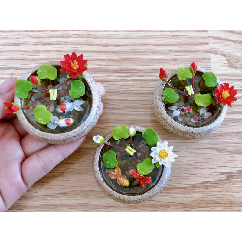 new อ่างปลาเงินปลาทองจำลองขนาดเล็ก เสริมสิริมงคล ขนาด 5 cm.