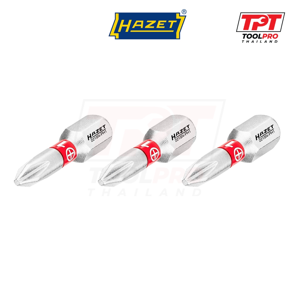 Hazet ดอกไขควง ชุด3ชิ้น PH1 x 25mm, 1/4" Bit Set (2215N-PH1/3)