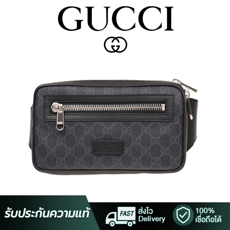 กระเป๋าคาดเอวคลาสสิกของผู้ชาย gucci ใหม่จัดส่งจากฝรั่งเศส/กระเป๋าคาดเอวทำจากผ้าแคนวาส GG Supreme