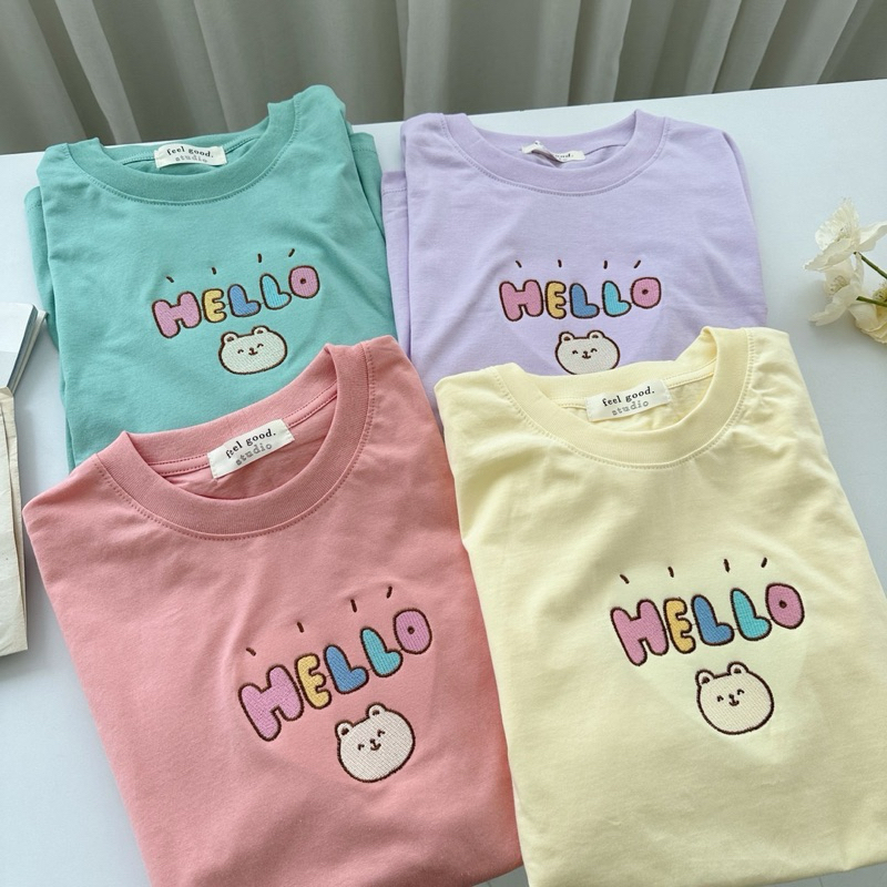 พร้อมส่ง🧸เสื้อยืดโอเวอร์ไซส์ Oversize feelgood (HELLO)