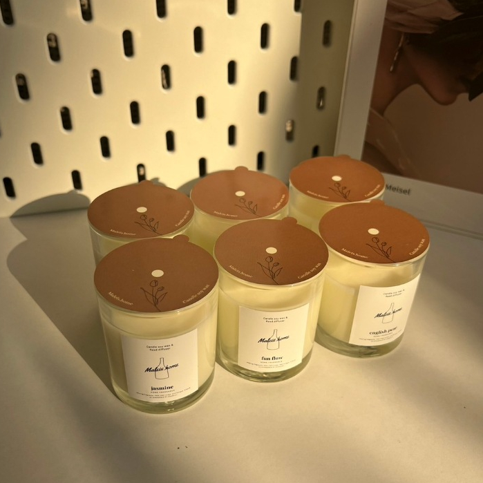 Maleis.home เทียนหอมแก้ว ขนาด 60 ml Soy wax organic 100%