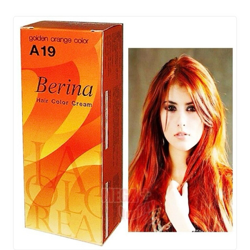 BerinaA19 : Berina - A19 สีส้มนำ้ตาล สีย้อมผม สีผม ครีมย้อมผม ยาย้อมผม W.200 รหัส.BerinaA19