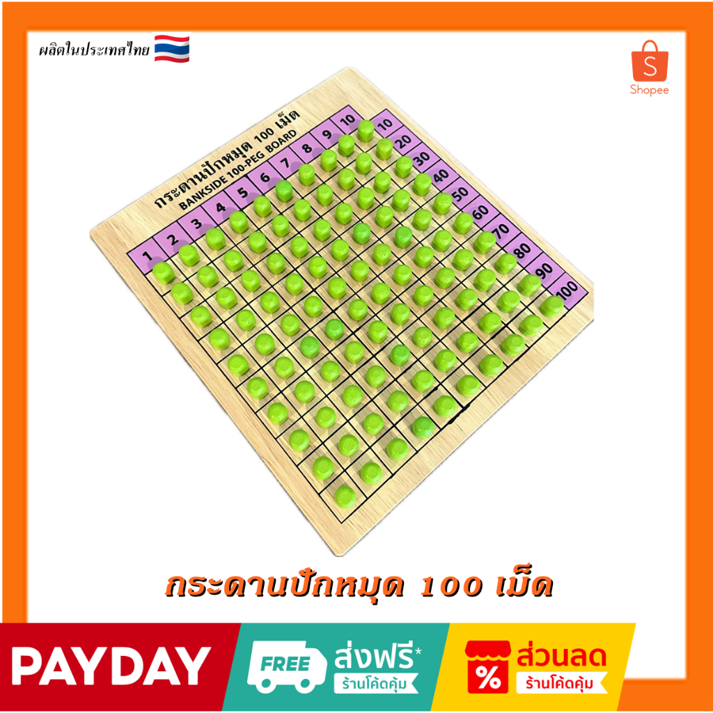 (ของเล่นไทย)กระดานปักหมุด 100 เม็ดและ 50 เม็ด สื่อเด็กพิเศษรหัส BE1859,BE1860