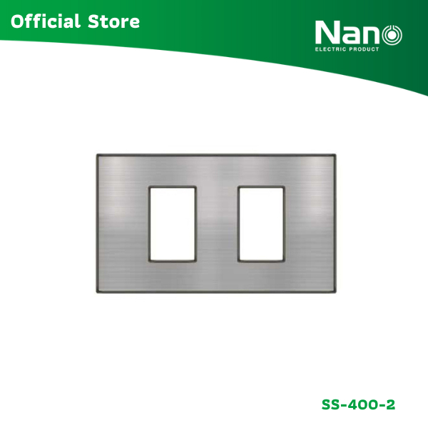 NANO แผงหน้ากากสเตนเลส พร้อมตะแกรง ขนาด 2 ช่อง Classic series (1 ชิ้น/กล่อง) รุ่น SS-400-2