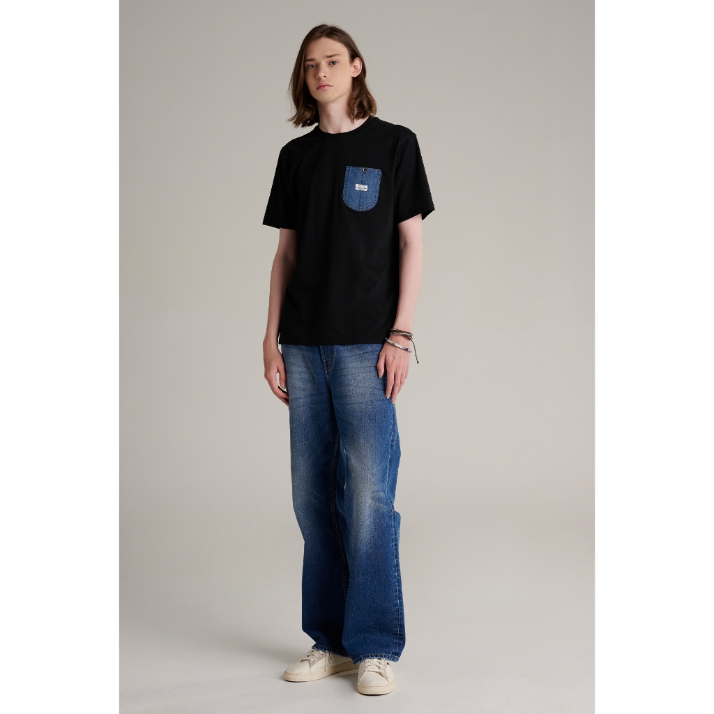 Mc jeans เสื้อยืดแขนสั้นผู้ชาย คอกลม สีดำ MTTZ732