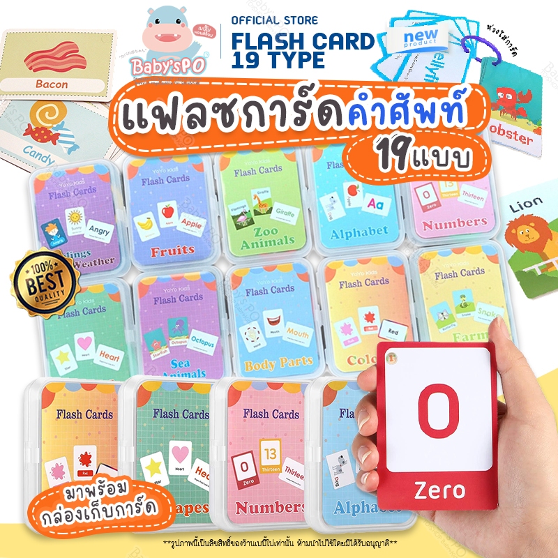 Flash Card 19 Type 👑 แฟลชการ์ดคำศัพท์ บัตรคำศัพท์ บัตรภาพคำศัพท์ บัตรภาพสอนภาษา ชุดแฟลชการ์ด การ์ดคำศัพท์ การ์ดภาพสัตว์