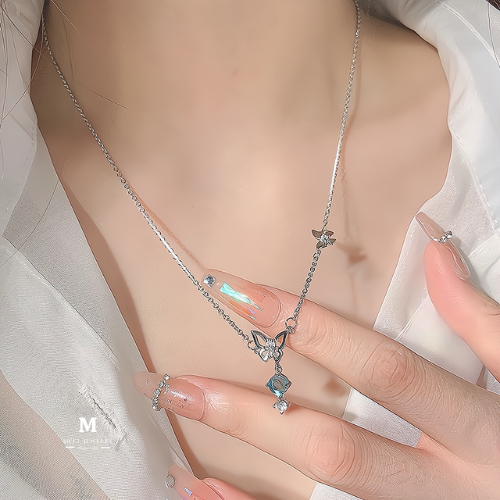 MEET พร้อมส่ง แฟชั่นสุดชิค สร้อยคอเงินแท้ Moonstone สร้อยเงิน สร้อยเงินแท้925 สร้อยคอเพชร สร้อยแฟชั่น สร้อยคอผู้หญิง