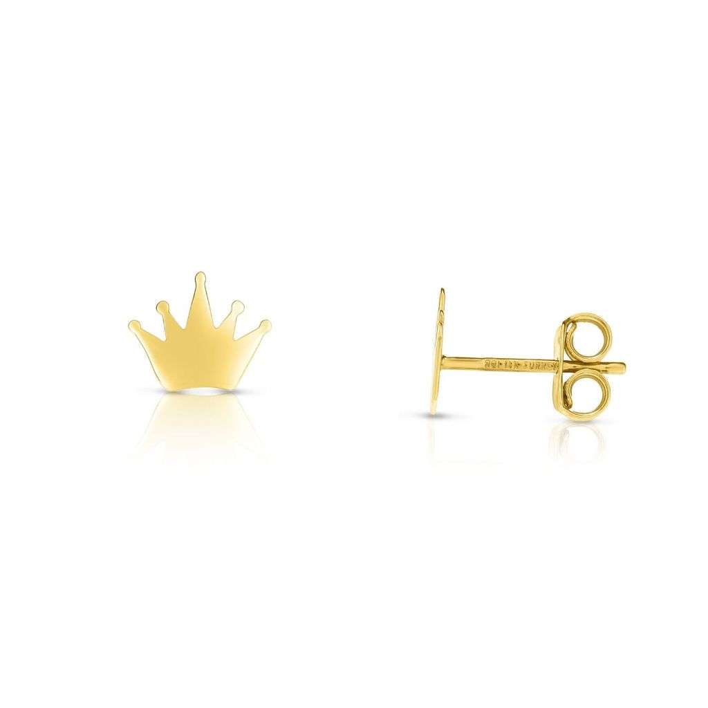 ์Nathalias NY ต่างหูทองคำแท้ 14k รูปมงกุฎ14k Yellow Gold Post Earrings with Crowns