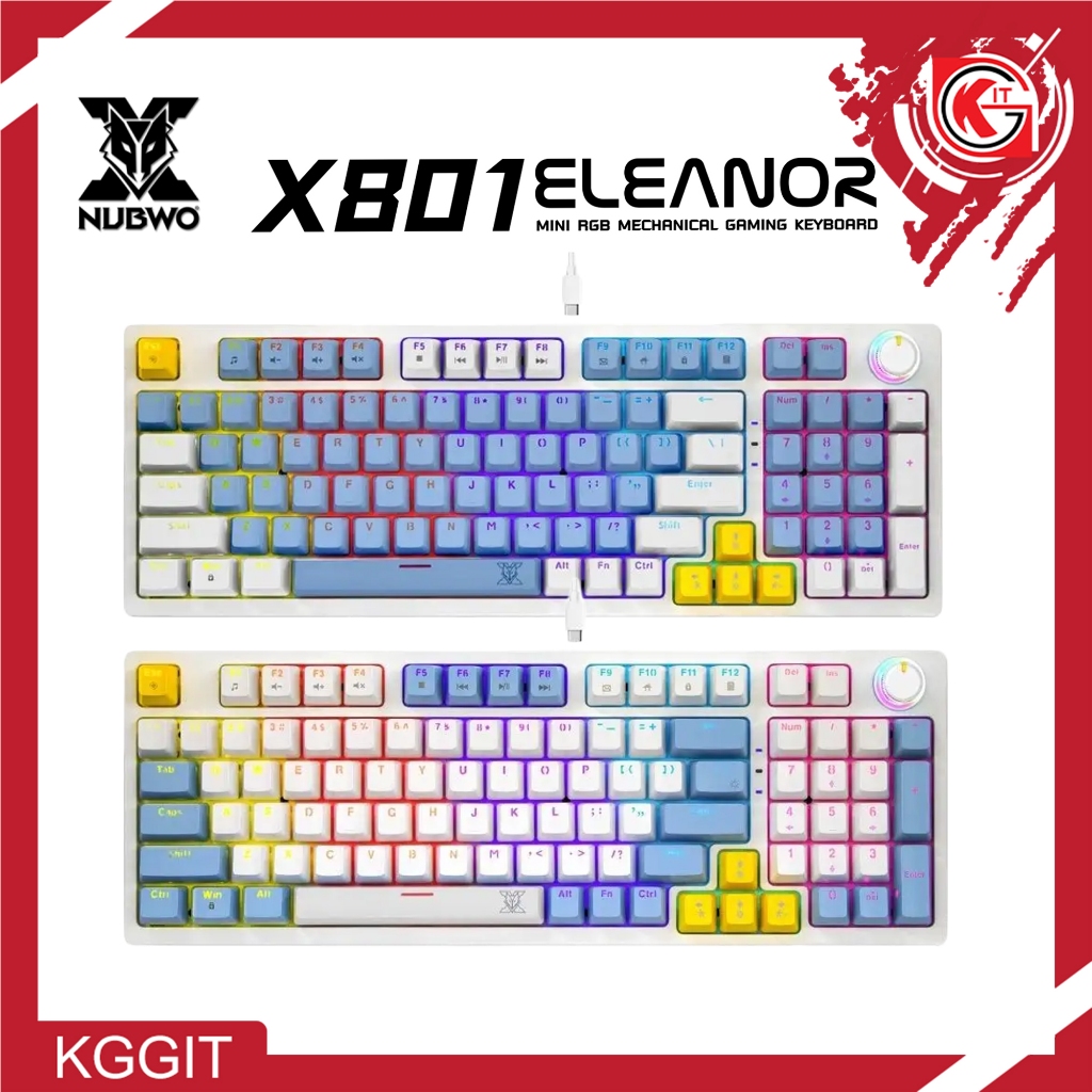 NUBWO X801  คีย์บอร์ดเกมมิ่ง 96ปุ่ม เปลี่ยนสวิตซ์ได้ Mechanical Gaming Keyboard CIY Switch MINI RGB