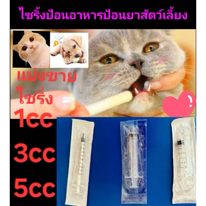กระบอกฉีดยา ไซริงค์ ป้อนอาหารสัตว์ ไซริงค์ ป้อนนมสัตว์ ป้อนนม แมว กระรอก สุนัข ชูก้าแบ่งขาย1อัน1ซีซี3ซีซี5ซีซี