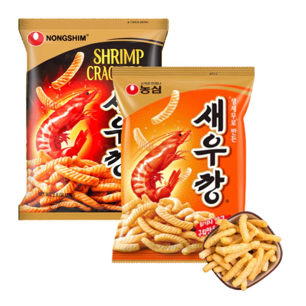 nongshim shrimp snack classic flavor shimp snack spicy ขนมเกาหลี ขนมข้าวเกรียบกุ้ง 농심 새우깡 75g