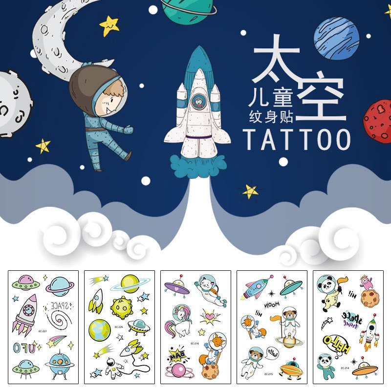 [ พร้อมส่งจาก กทม.] แทททูกันน้ำ tattoo ลายอวกาศคิ้วท์ๆ ไม่มีสารพิษ ไม่อันตรายต่อผิวหนัง
