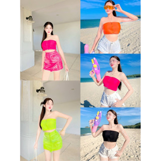 💕ShopBypuy💕เกาะอกซิปหน้าสีนีออน❌เกาะอกอย่างเดียวกระโปรงแยกค่…