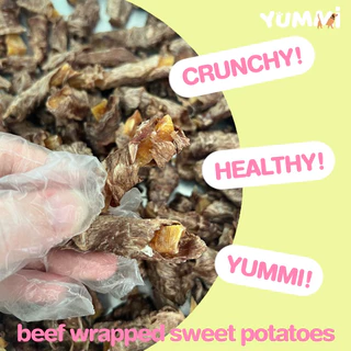 ขนมสุนัข Yummi เนื้อวัวพันมันหวาน(หนึบ) ขนมน้องหมา เพื่อสุขภาพทำจากเนื้อสัตว์แท้ๆ