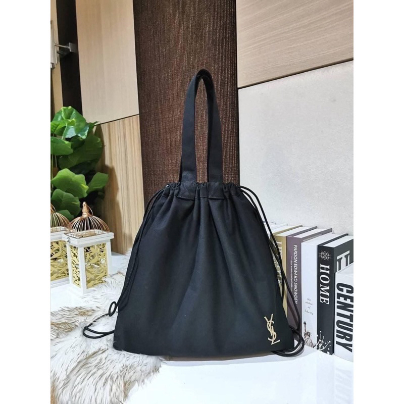 พร้อมส่ง! กระเป๋าผ้า YSL Beaute Drawstring Canvas Backpack Shoulder Bag ของแท้ 💯