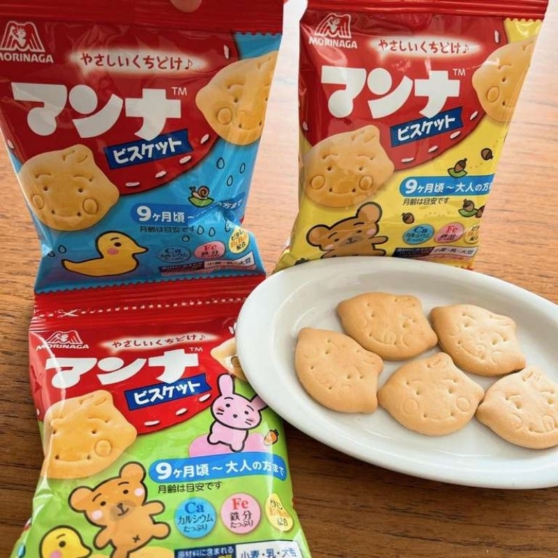 บิสกิตแคลเซียมสำหรับเด็ก  [ยกแถว4] MORINAGA Manna Biscuit Snack ขนมสำหรับเด็ก 9 เดือนขึ้นไป บิสกิต จากญี่ปุ่น