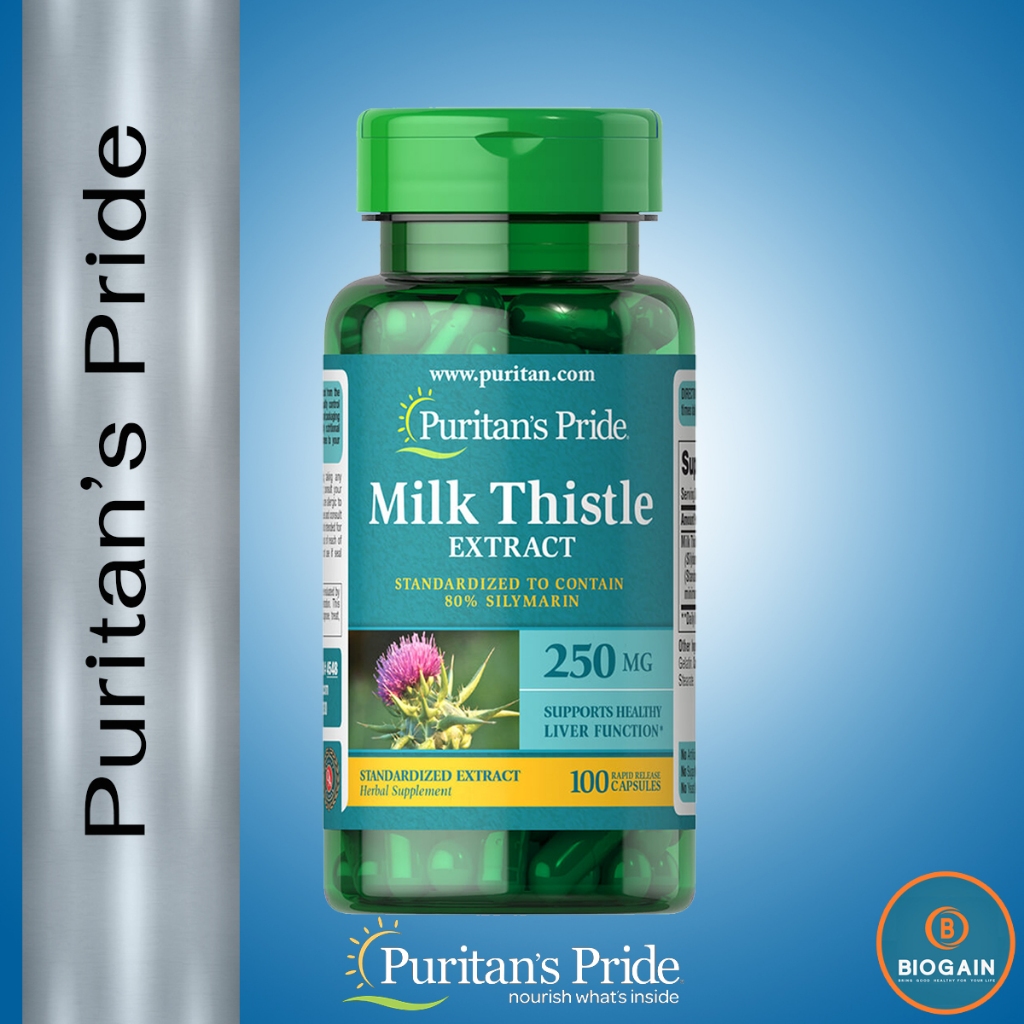 Puritan's Pride Milk Thistle Standardized 250 mg (Silymarin) / 100 Capsules