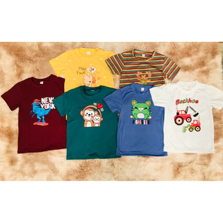 เสื้อยืดเด็กลายการ์ตูนสีสันสดใส