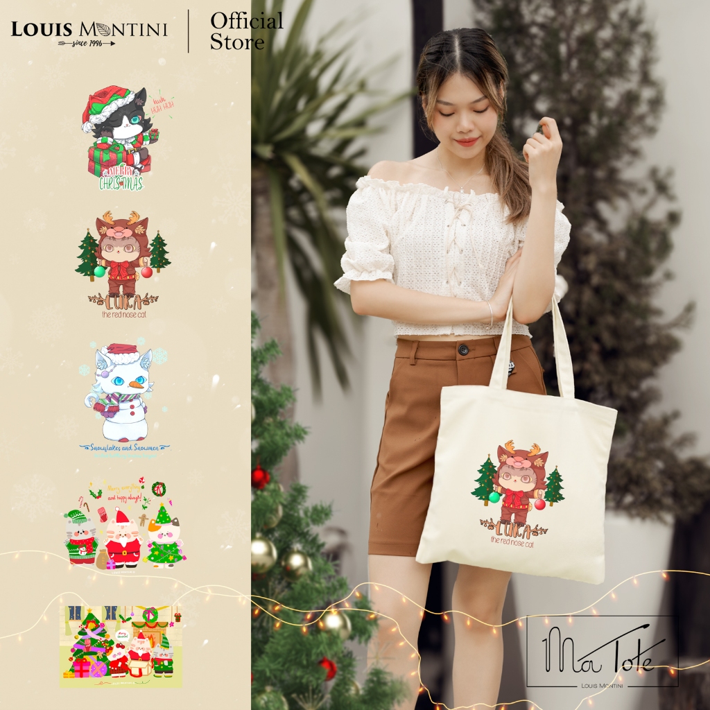 Louis Montini (ma tote) กระเป๋าผ้าแคนวาสกันน้ำ Tote Bag [Christmas] CVR012