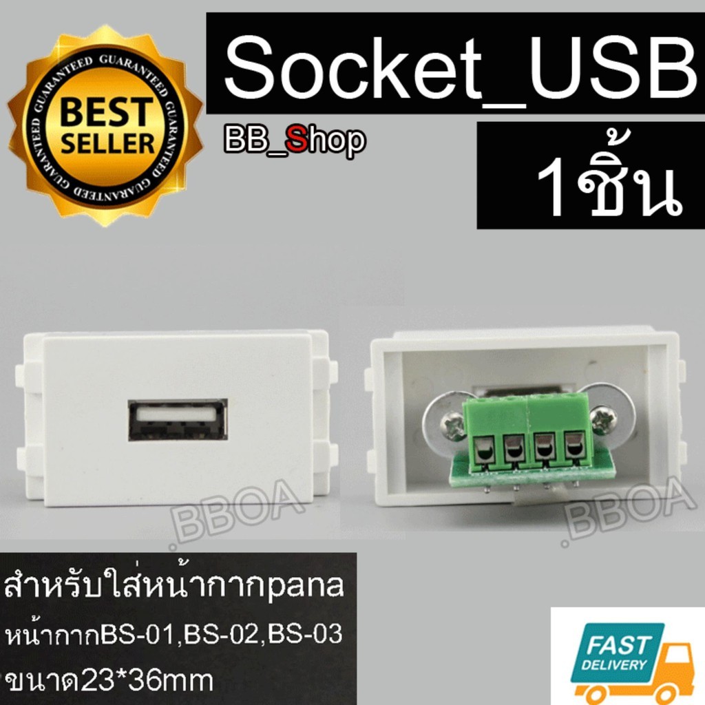 USB ติดผนัง ตัวเมีย มาใส่หน้ากาก Panasonic รุ่นใหม่  FEMALE Module WALL FACE PLATE OUTLET