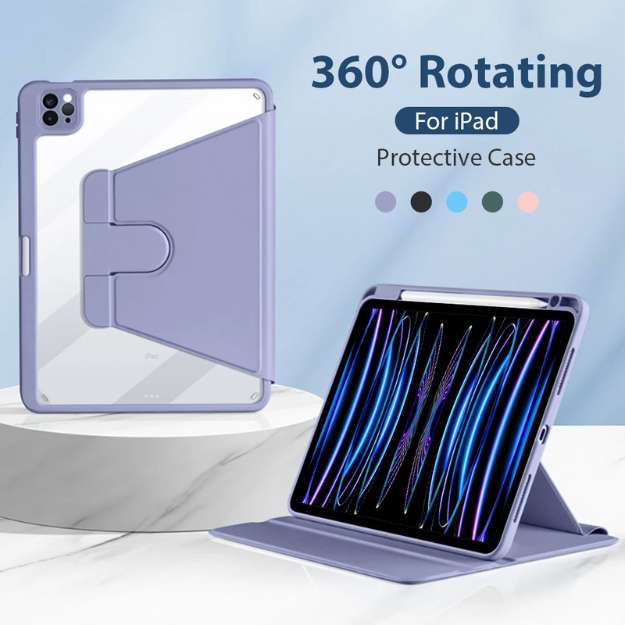 เคสสำหรับ ไอแพด ปรับองศาได้360 องศา เข้ากันได้สำหรับ gen10 Pro11 Air4/5/6 10.9 2020 10.2 Gen9 Gen8 Gen7 air3 mini6