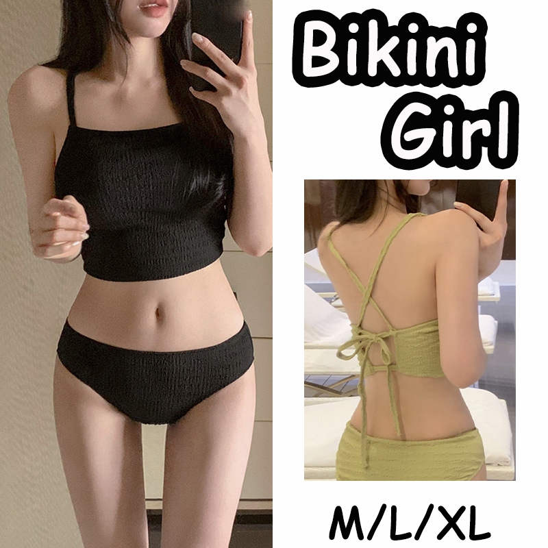Bikini Girl ชุดว่าย บิกินี่ เอวสูง มาพร้อมแผ่นรองหน้าอกและสายรัดด้านหลัง ส่งไวจากไทย1-3วัน#0257