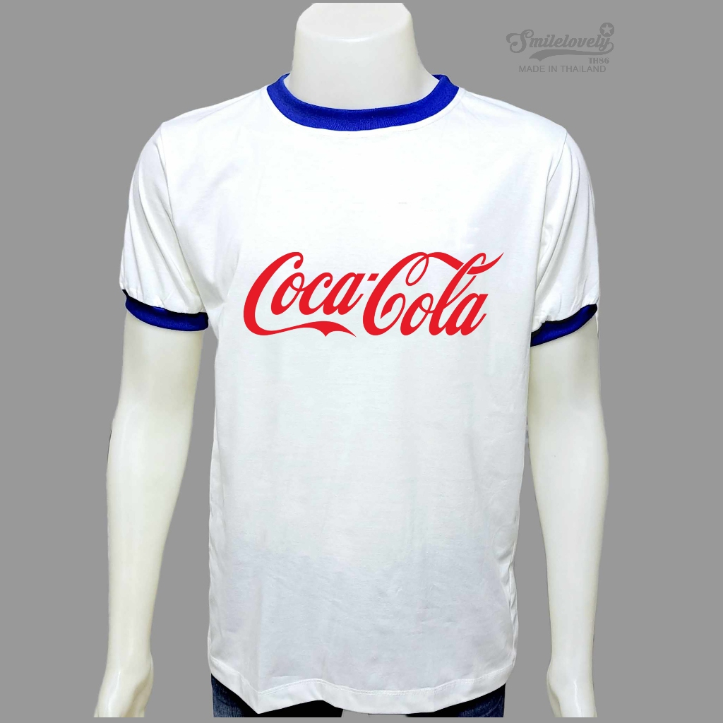 เสื้อยืดสไตร์วินเทจแขนคอกุ้น สกรีนลาย"CocaCola"เนื้อผ้าคอทต้อนแท้ เนื้อนุ่มๆ ใส่ไม่ร้อน ระบายอากาศได้ดีใส่ได้ทั้งชายหญิง