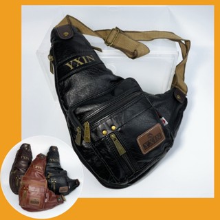 กระเป๋าคาดอกผู้ชายคุณภาพสูง กระเป๋าสะพายหน้าอกกันน้ำผ้าหนัง …