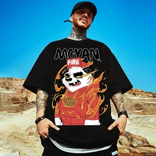 ✅เสื้อไซส์ใหญ่✅ พิเศษ!!! เสื้อยืด คนอ้วน คอกลม เนื้อนุ่ม ลายFire Panda ใส่สบาย ใหญ่สุด 67นิ้ว เย็นสบาย คมชัดใหญ่มาก