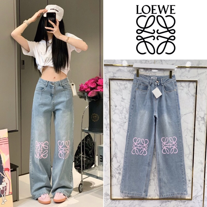 กางเกงยีนส์ขายาว Loewe Anagram Cropped Jeans