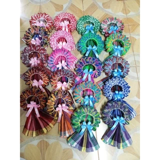 💥💥โปรฟรีสติกเกอร์💥💥มาลัยผ้าขาวม้าคละสีพร้อมโบว์+ถุงแก้ว+สติกเกอร์