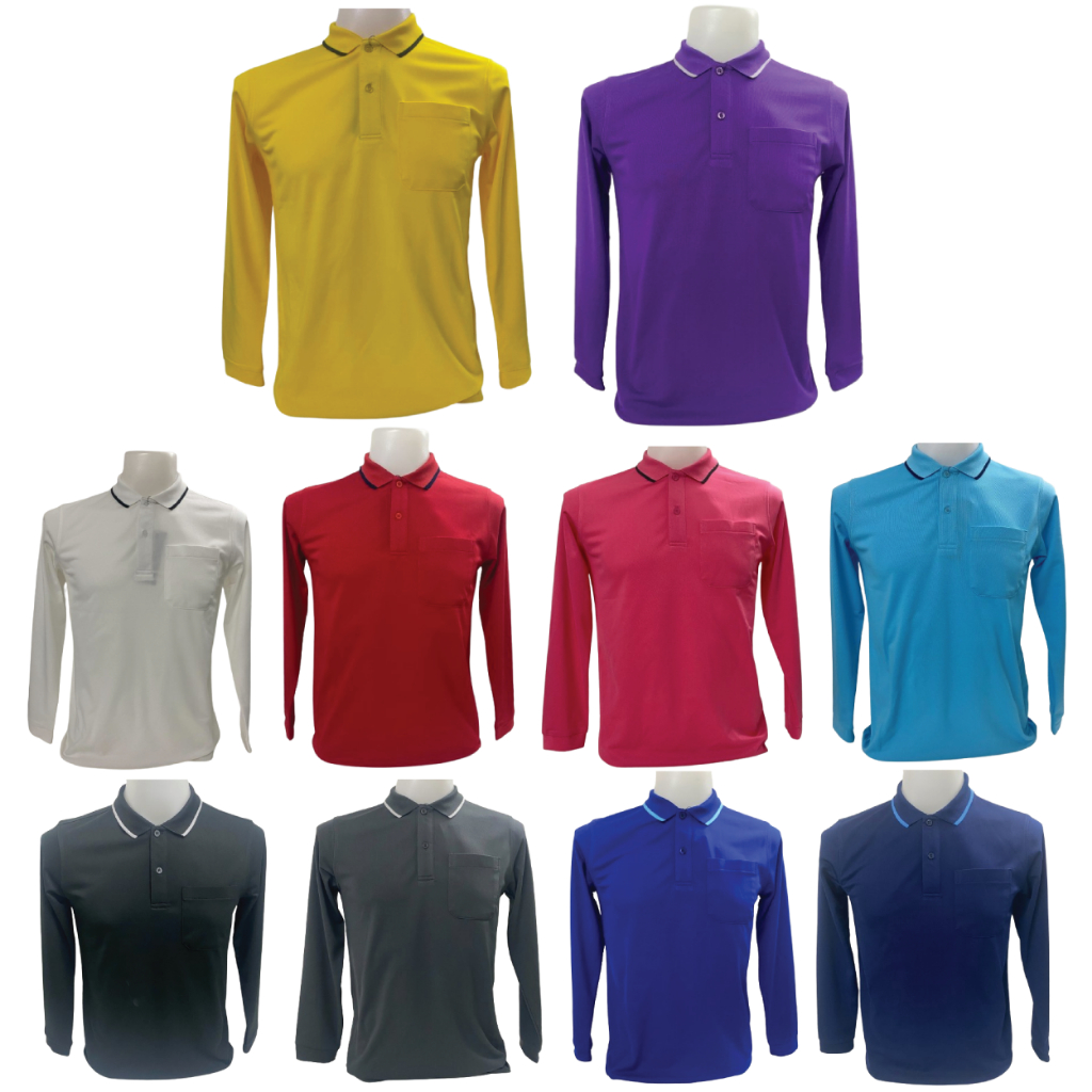 Poligan S(โพลิแกน เอส)เสื้อโปโลแขนยาว รหัสสินค้า PS023 เสื้อโปโล ใส่ได้ทั้งชาย-หญิง มี 10 สี ขนาด XS-3XL