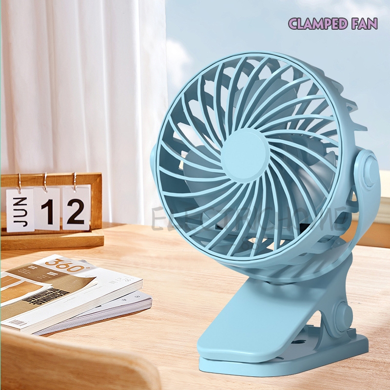 แบบคลิปหนีบ ชาร์จ USB สําหรับกลางแจ้ง พัดลมตั้งโต๊ะทำงาน Small Fan แบบหนีบได้ รุ่น C00026