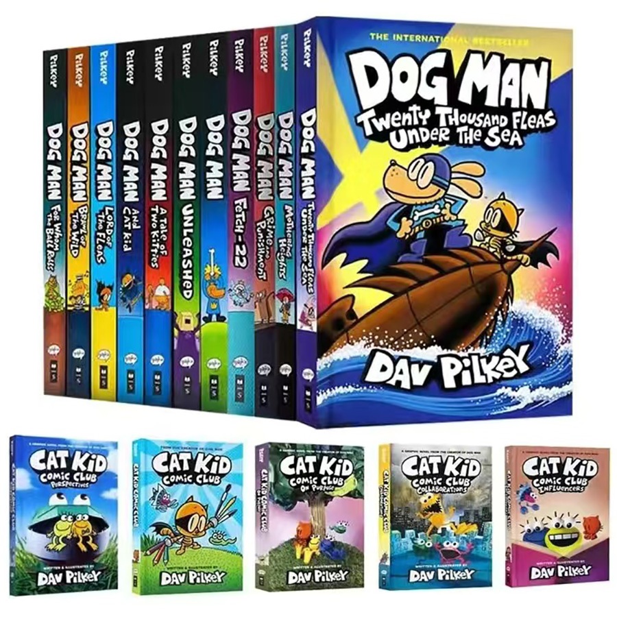 19Books/Set Hardcover The Adventures of Dog Man The Epic Collection English Child Hilarious Humor Novel Manga Comic Book
