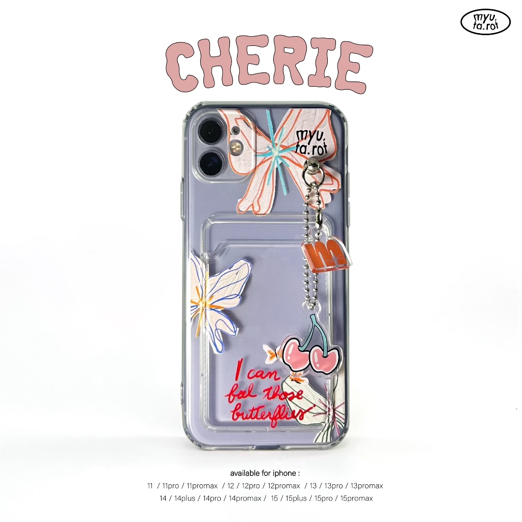 myutarot เคสมือถือใส่บัตร สำหรับไอโฟน ลาย Cherie เคสมือถือ เคสใส่การ์ด เคสน่ารัก