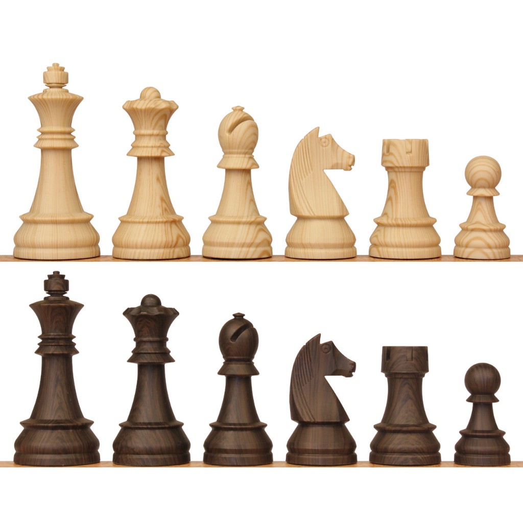 3 3/4" Euro Series Chess Pieces - Woodtek ตัวหมากรุกสากลยูโร(ลายไม้)