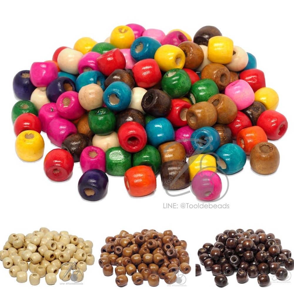 ★★★ ห่อ 500 กรัม ★★★ ลูกปัดไม้ ทรงโอ่ง ห่อใหญ่