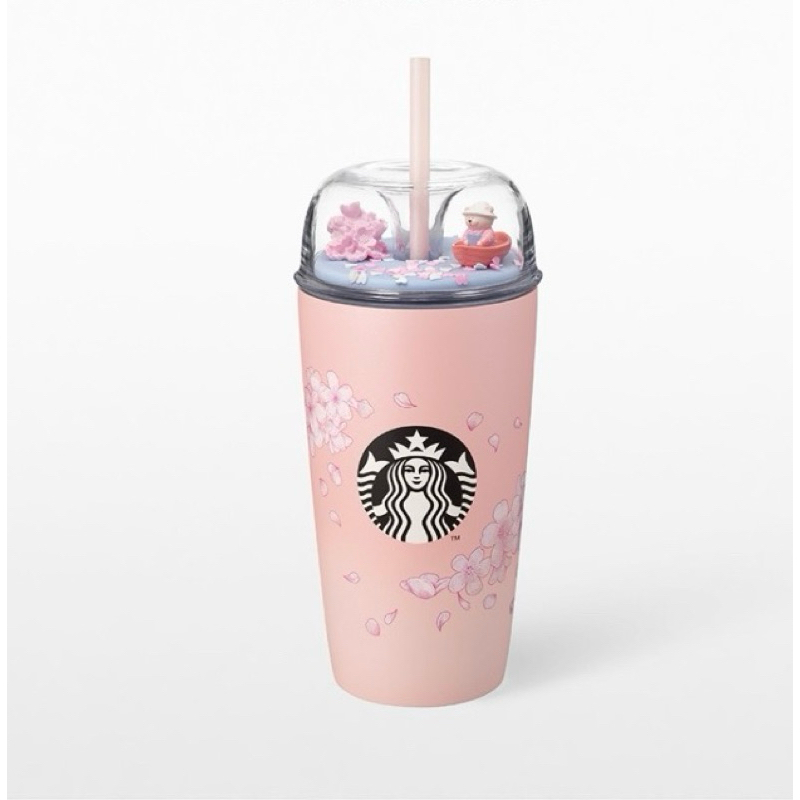 [แท้]หายาก Starbucks Stainless Steel Cherry Blossom Secret Garden Cold Cup (16 oz.) ฝาโดม