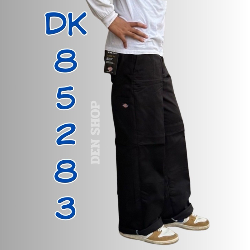 กางเกงขาต่อกระบอกใหญ่5กระเป๋า สีดำ ปลายขา10-11นิ้วDK DOUBLE KNEE ปั้นสีสนิมสวยๆ