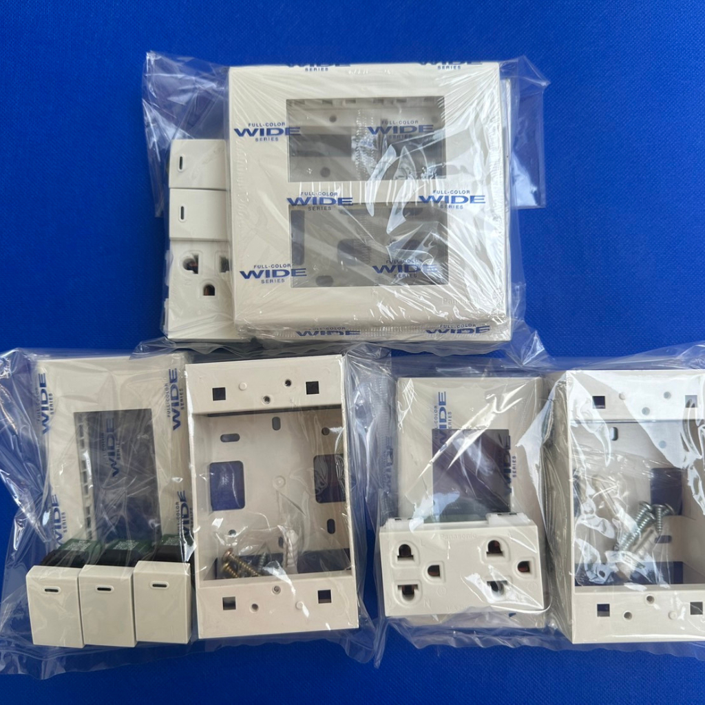 PANASONIC ชุดสำเร็จปลั๊ก/เต้ารับมีกราวด์ สวิตซ์ หน้ากากพานาโซนิค มีให้เลือกครบทุกแบบ (ส่งแยกชิ้นจัดเซต)