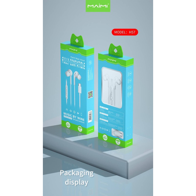 MAIMI หูฟัง H57 เสียงดี แบบ in-ear ( สายเสียบ แจ๊คType-c )
