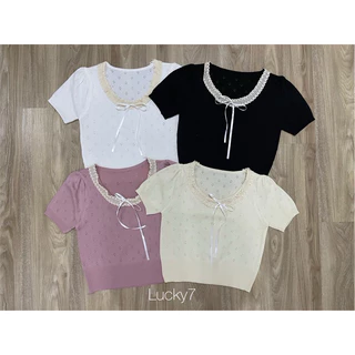 BY IRA Katie Top เสื้อยืดแขนสั้น ประดับโบว์ เข้ากับทุกการแต่งกาย สไตล์ใหม่สําหรับผู้หญิง